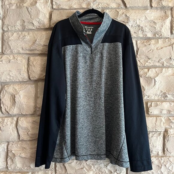 Men's Black & Gray Champion Elite Performance Active 1/4 zip Pullover, Size XXL - Picture 1 of 6